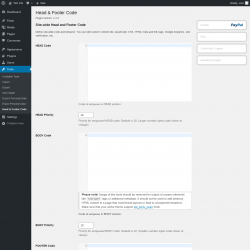 Page screenshot: Tools &rarr; Head & Footer Code