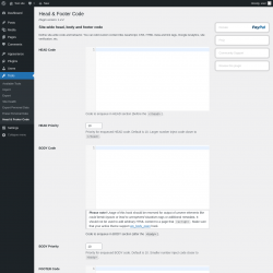 Page screenshot: Tools &rarr; Head & Footer Code
