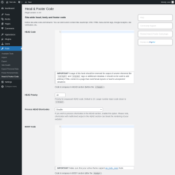 Page screenshot: Tools &rarr; Head & Footer Code