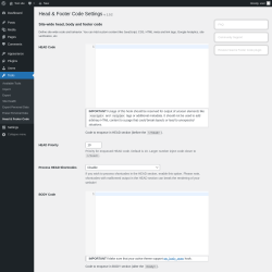 Page screenshot: Tools &rarr; Head & Footer Code