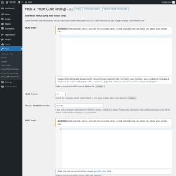 Page screenshot: Tools &rarr; Head & Footer Code