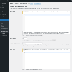 Page screenshot: Tools &rarr; Head & Footer Code