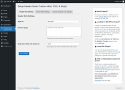 Page screenshot: Header footer Custom Html