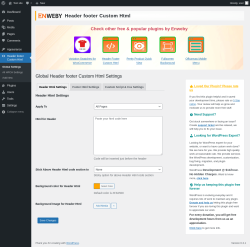 Page screenshot: Header footer Custom Html