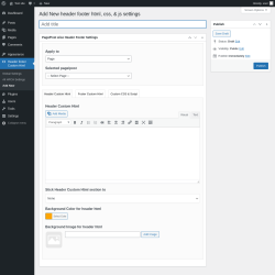 Page screenshot: Header footer Custom Html → Add New