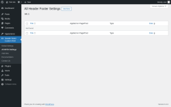 Page screenshot: Header footer Custom Html → All HFCH Settings