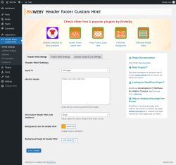 Page screenshot: Header footer Custom Html