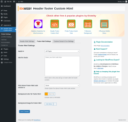 Page screenshot: Header footer Custom Html → Footer Html Settings