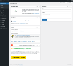 Page screenshot: Dashboard ‹ Test site — WordPress