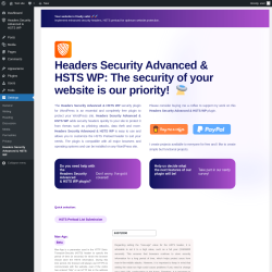 Page screenshot: Settings → Headers Security Advanced & HSTS WP