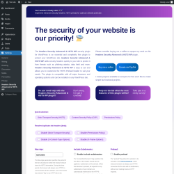 Page screenshot: Settings → Headers Security Advanced & HSTS WP