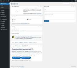 Page screenshot: Dashboard &lsaquo; Test site &mdash; WordPress