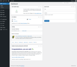Page screenshot: Dashboard &lsaquo; Test site &mdash; WordPress
