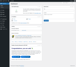 Page screenshot: Dashboard &lsaquo; Test site &mdash; WordPress