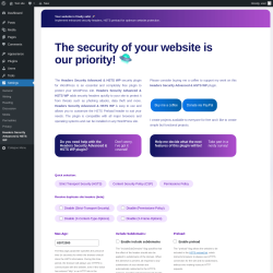 Page screenshot: Settings &rarr; Headers Security Advanced & HSTS WP
