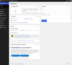 Page screenshot: Dashboard &lsaquo; Test site &mdash; WordPress