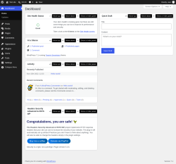 Page screenshot: Dashboard &lsaquo; Test site &mdash; WordPress