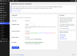 Page screenshot: Settings &rarr; Hearthstone Cards