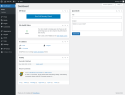 Page screenshot: Dashboard ‹ Test site — WordPress