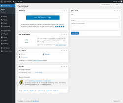 Page screenshot: Dashboard &lsaquo; Test site &mdash; WordPress