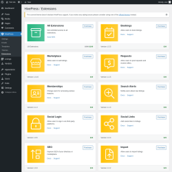Page screenshot: HivePress → Extensions