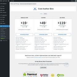 Page screenshot: Cool Author Box → Upgrade  ➤