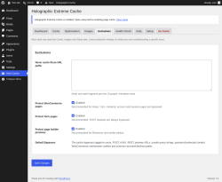 Page screenshot: Holo-Cache &rarr; Exclusions