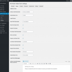 Page screenshot: 8b Home Value &rarr; Settings &rarr; Forms