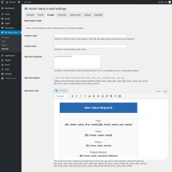 Page screenshot: 8b Home Value &rarr; Settings &rarr; E-mails