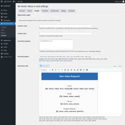 Page screenshot: 8b Home Value &rarr; Settings &rarr; E-mails