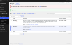Page screenshot: Plugins &lsaquo; Test site &mdash; WordPress