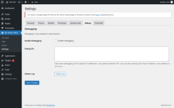 Page screenshot: 8b Home Value &rarr; Settings &rarr; 
        Debug      