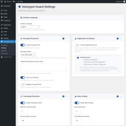 Page screenshot: Honeypot Guard &rarr; Settings