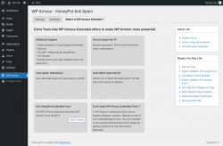 Page screenshot: WP Armour &rarr; What's in WP Armour Extended ?