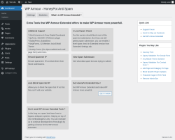 Page screenshot: WP Armour &rarr; What's in WP Armour Extended ?