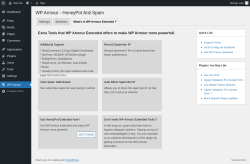Page screenshot: WP Armour → What's in WP Armour Extended ?