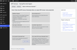 Page screenshot: WP Armour &rarr; What's in WP Armour Extended ?