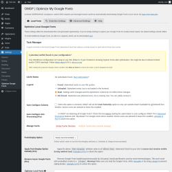 Page screenshot: Settings → Optimize Google Fonts