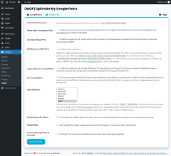 Page screenshot: Settings &rarr; OMGF &rarr; 
			Advanced		