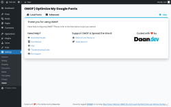 Page screenshot: Settings &rarr; OMGF &rarr; 
			Help		