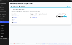 Page screenshot: Settings &rarr; OMGF &rarr; 
			Help		