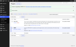 Page screenshot: Plugins &lsaquo; Test site &mdash; WordPress