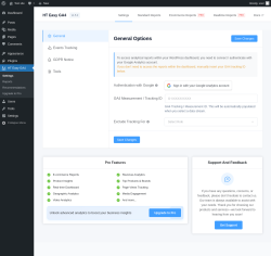 Page screenshot: HT Easy GA4 ‹ Test site — WordPress