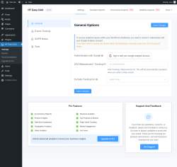 Page screenshot: HT Easy GA4 ‹ Test site — WordPress