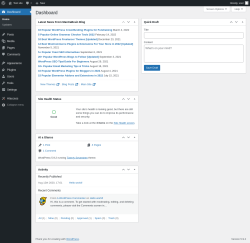 Page screenshot: Dashboard &lsaquo; Test site &mdash; WordPress