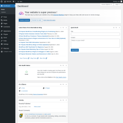 Page screenshot: Dashboard &lsaquo; Test site &mdash; WordPress