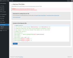 Page screenshot: Htaccess