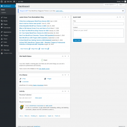 Page screenshot: Dashboard &lsaquo; Test site &mdash; WordPress