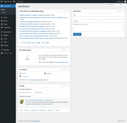 Page screenshot: Dashboard &lsaquo; Test site &mdash; WordPress