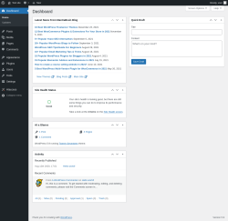 Page screenshot: Dashboard &lsaquo; Test site &mdash; WordPress